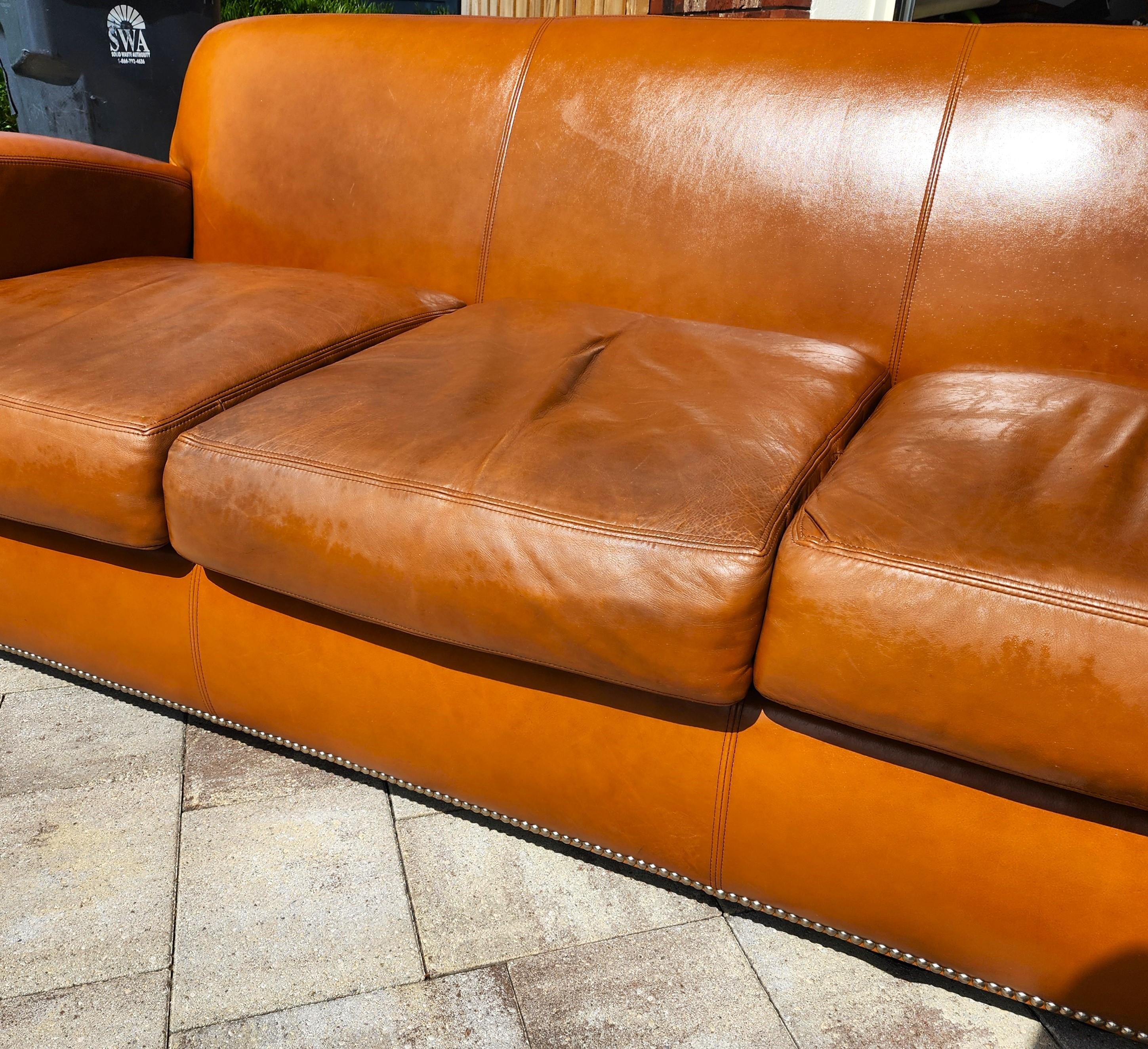 Vintage Ralph Lauren Saddle Leather Sofa 1980s 7