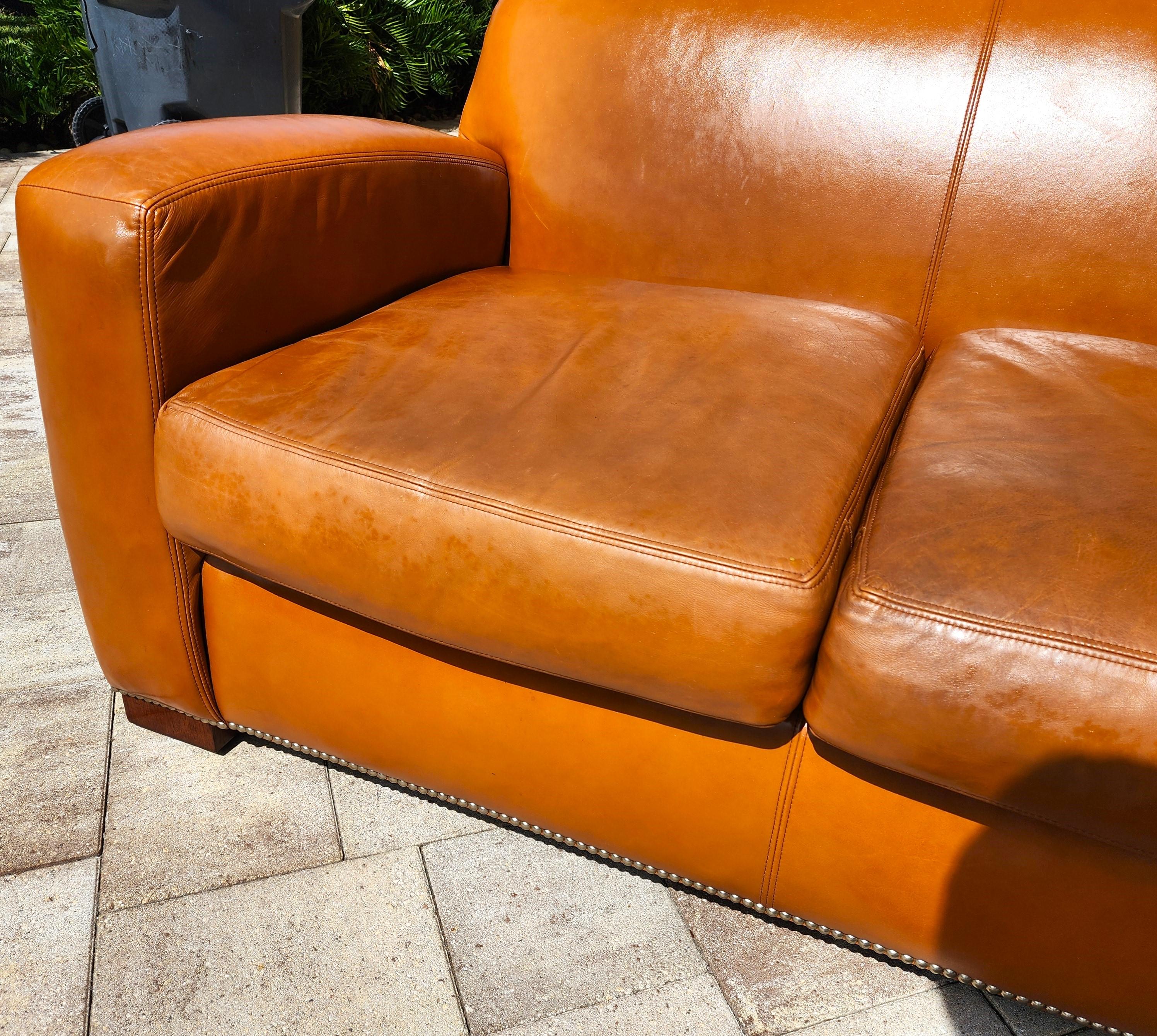 Vintage Ralph Lauren Saddle Leather Sofa 1980s 8