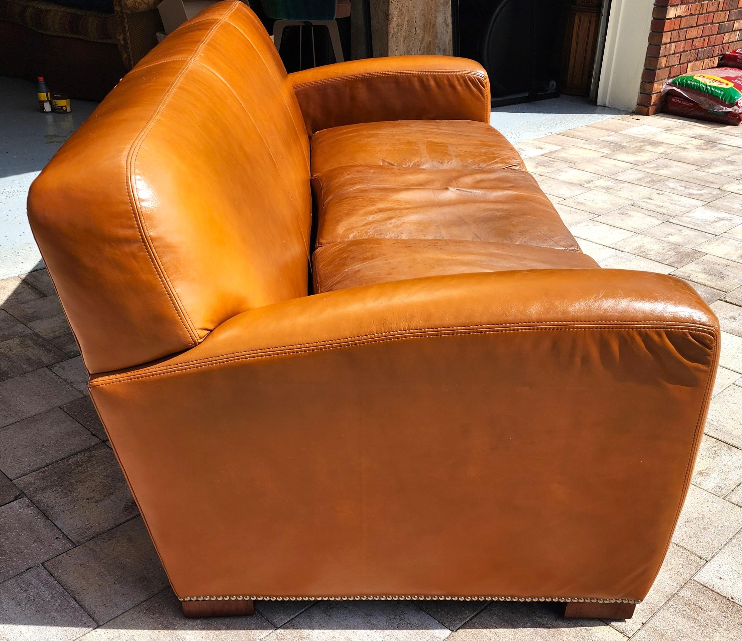 Vintage Ralph Lauren Saddle Leather Sofa 1980s 9