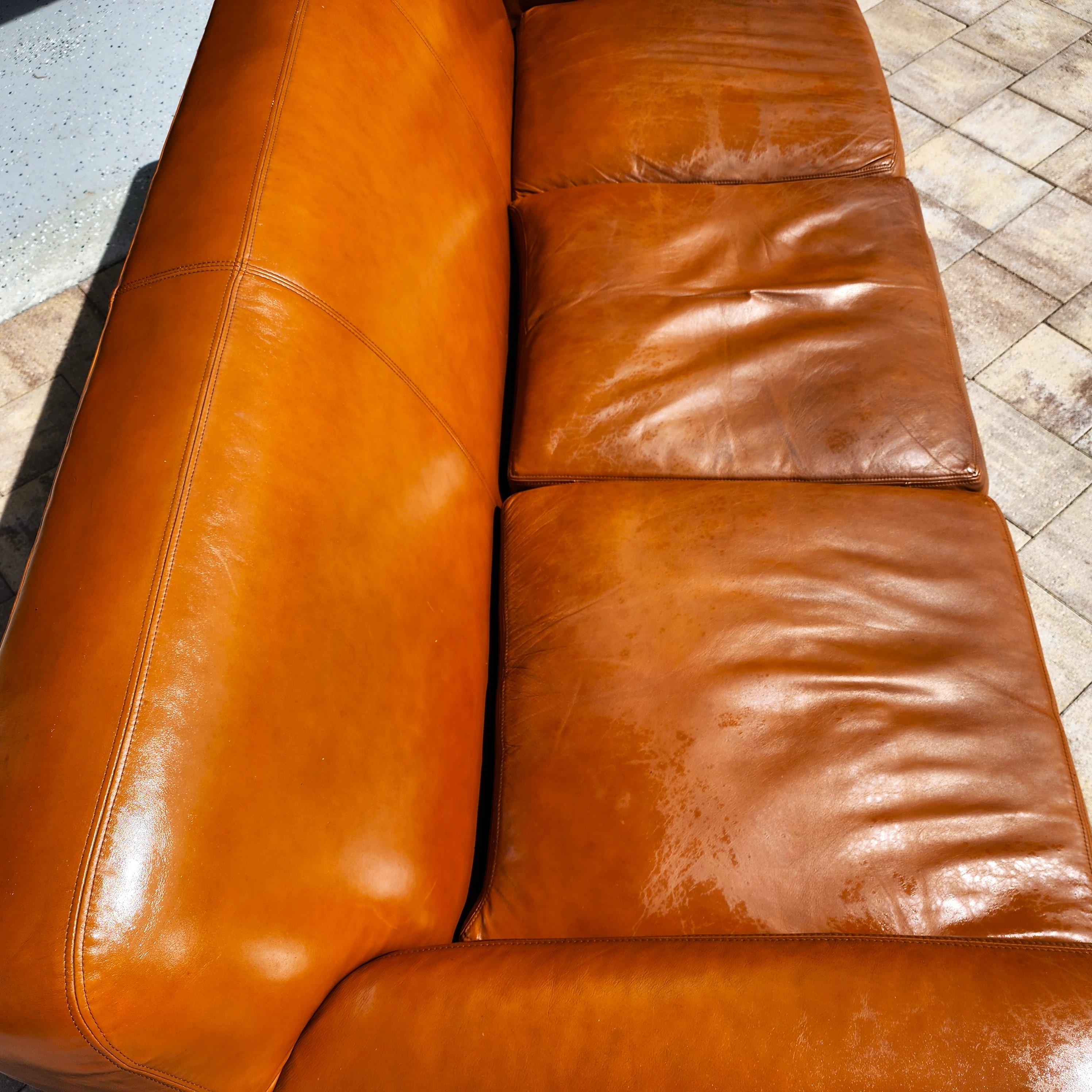 Late 20th Century Vintage Ralph Lauren Saddle Leather Sofa 1980s