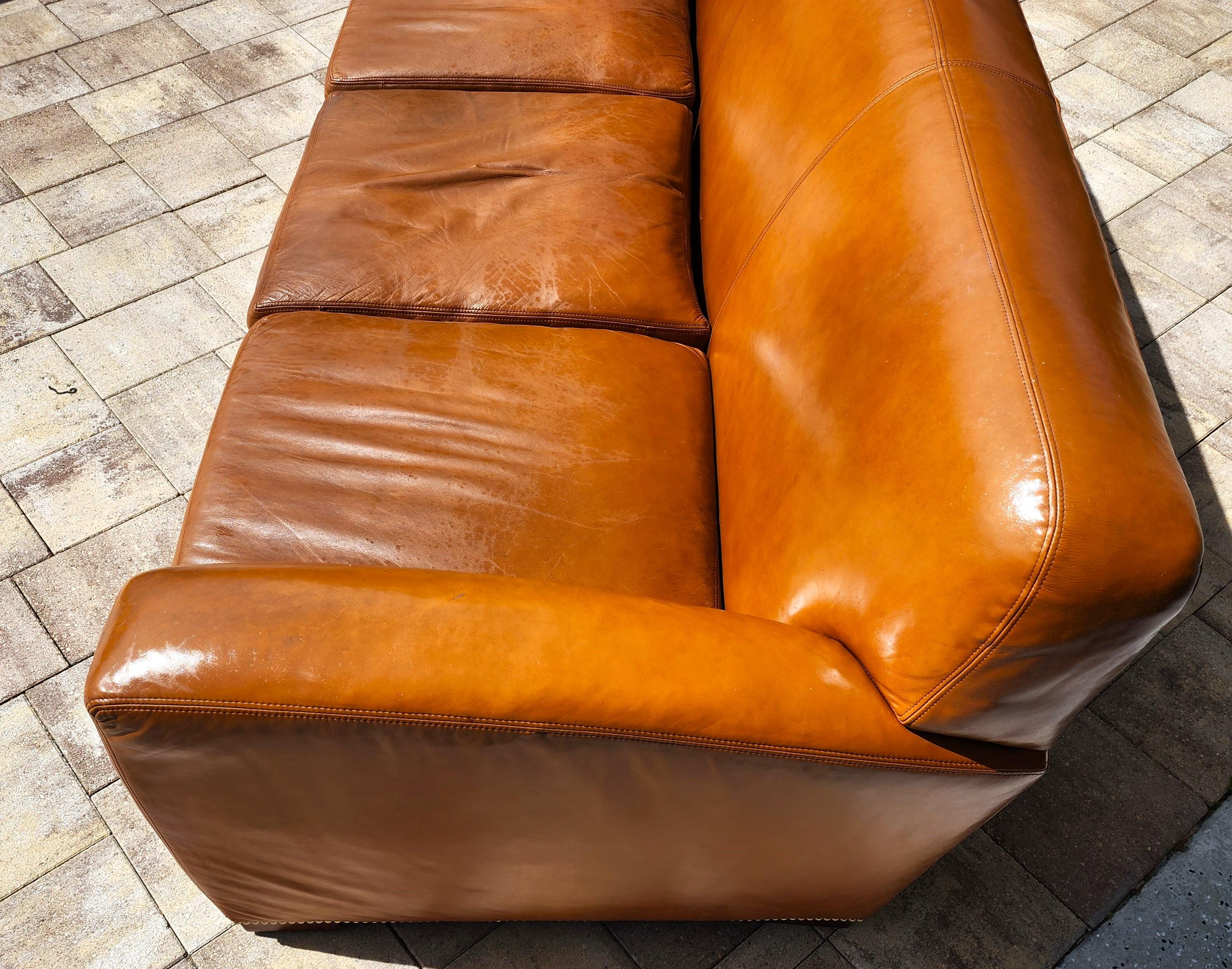 Vintage Ralph Lauren Saddle Leather Sofa 1980s 2