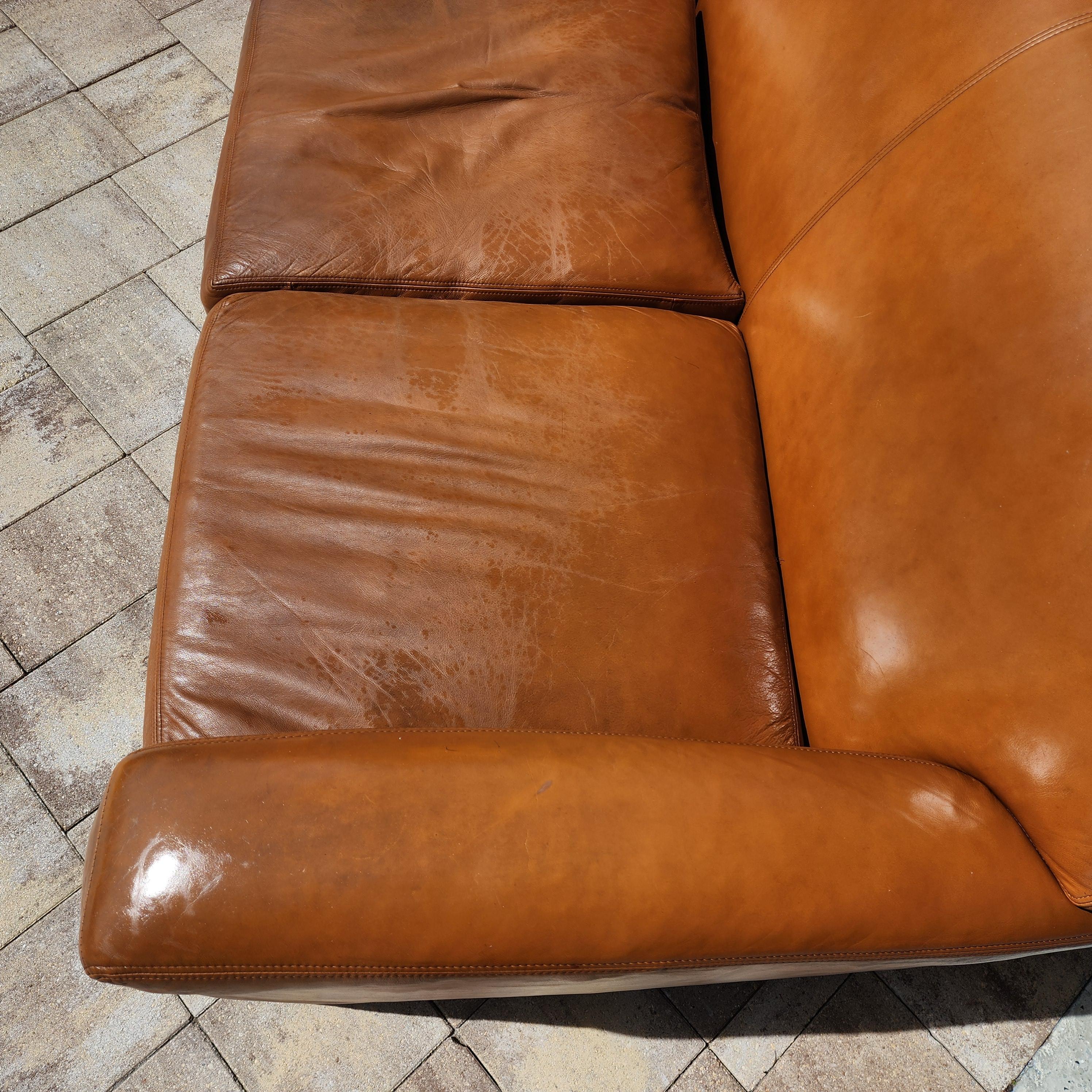 Vintage Ralph Lauren Saddle Leather Sofa 1980s 3