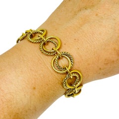 Vintage RALPH LAUREN signé chaîne ton or à genouillère bracelet de créateur