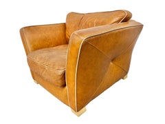 Vintage Ralph Lauren Style Leather Club Chair & Ottoman