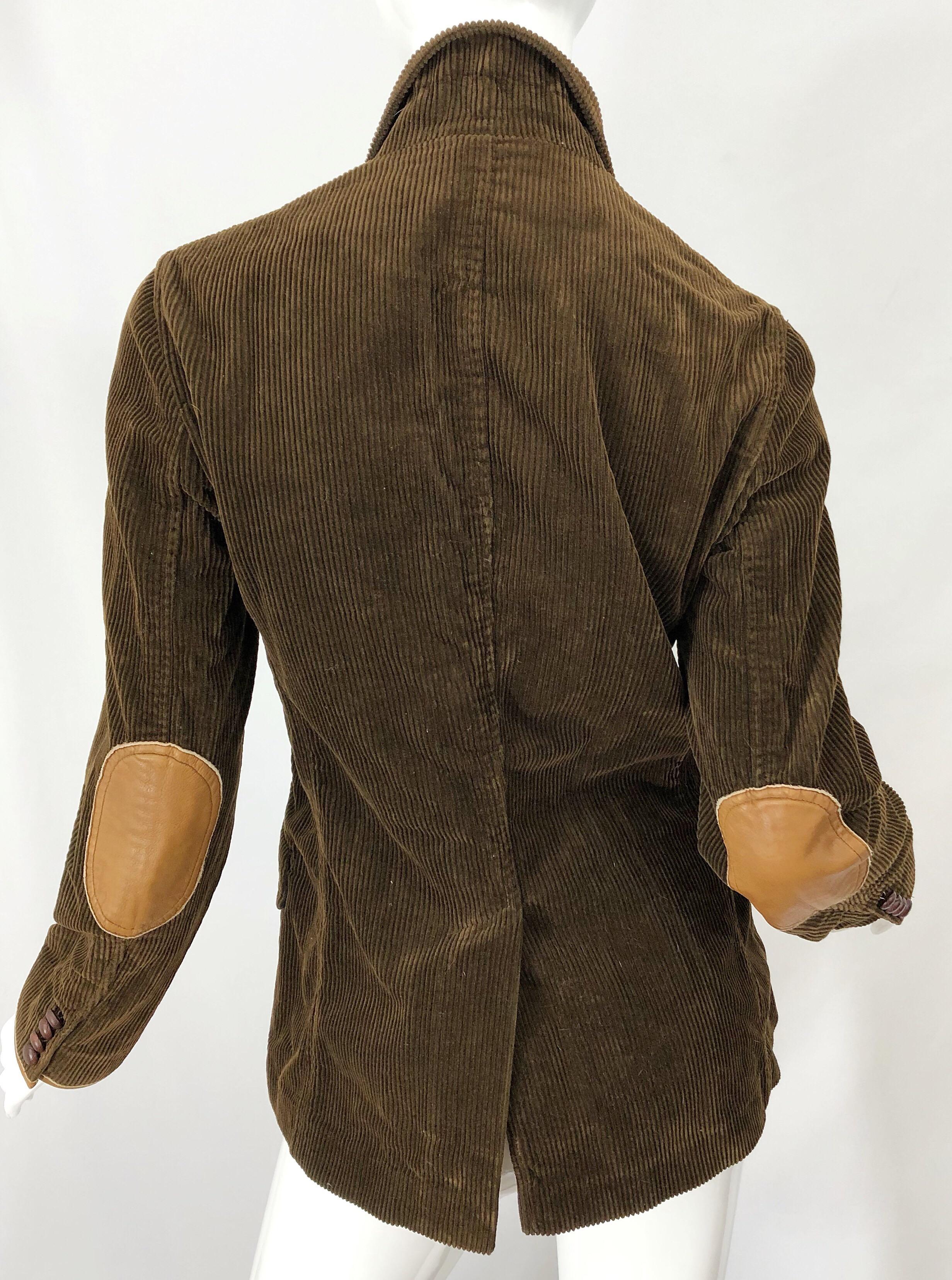 Vintage Ralph Lauren Sz 8 Brown 1990s Corduroy Leather Fitted 90s ...