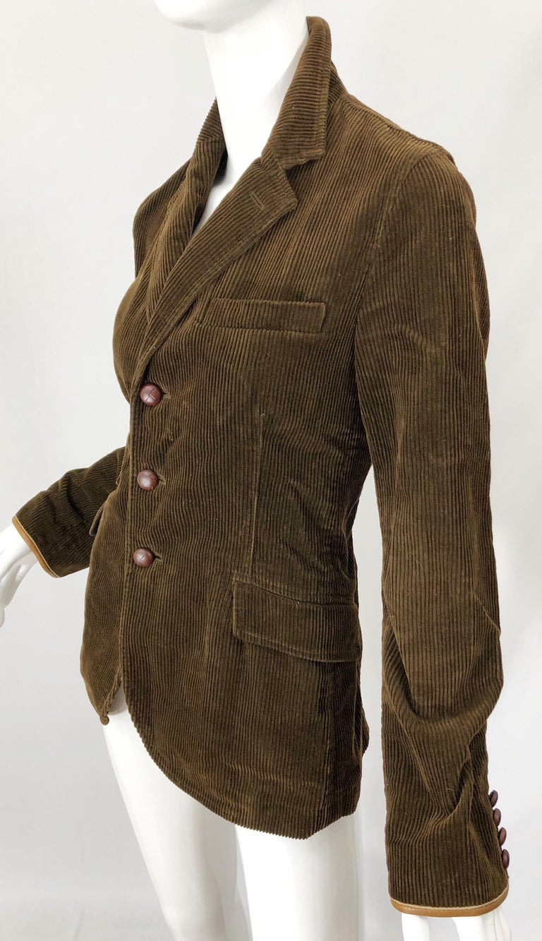 Vintage Ralph Lauren Sz 8 Brown 1990s Corduroy Leather Fitted 90s Jacket  Blazer at 1stDibs | vintage ralph lauren corduroy jacket