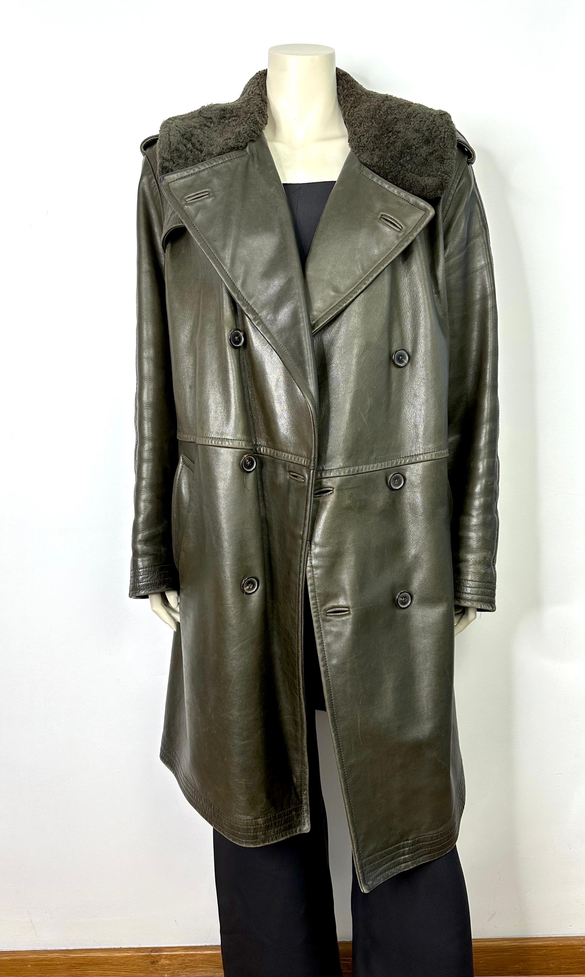 Vintage Ralph Lauren trench coat horsehide leather  In Good Condition For Sale In L'ESCALA, ES