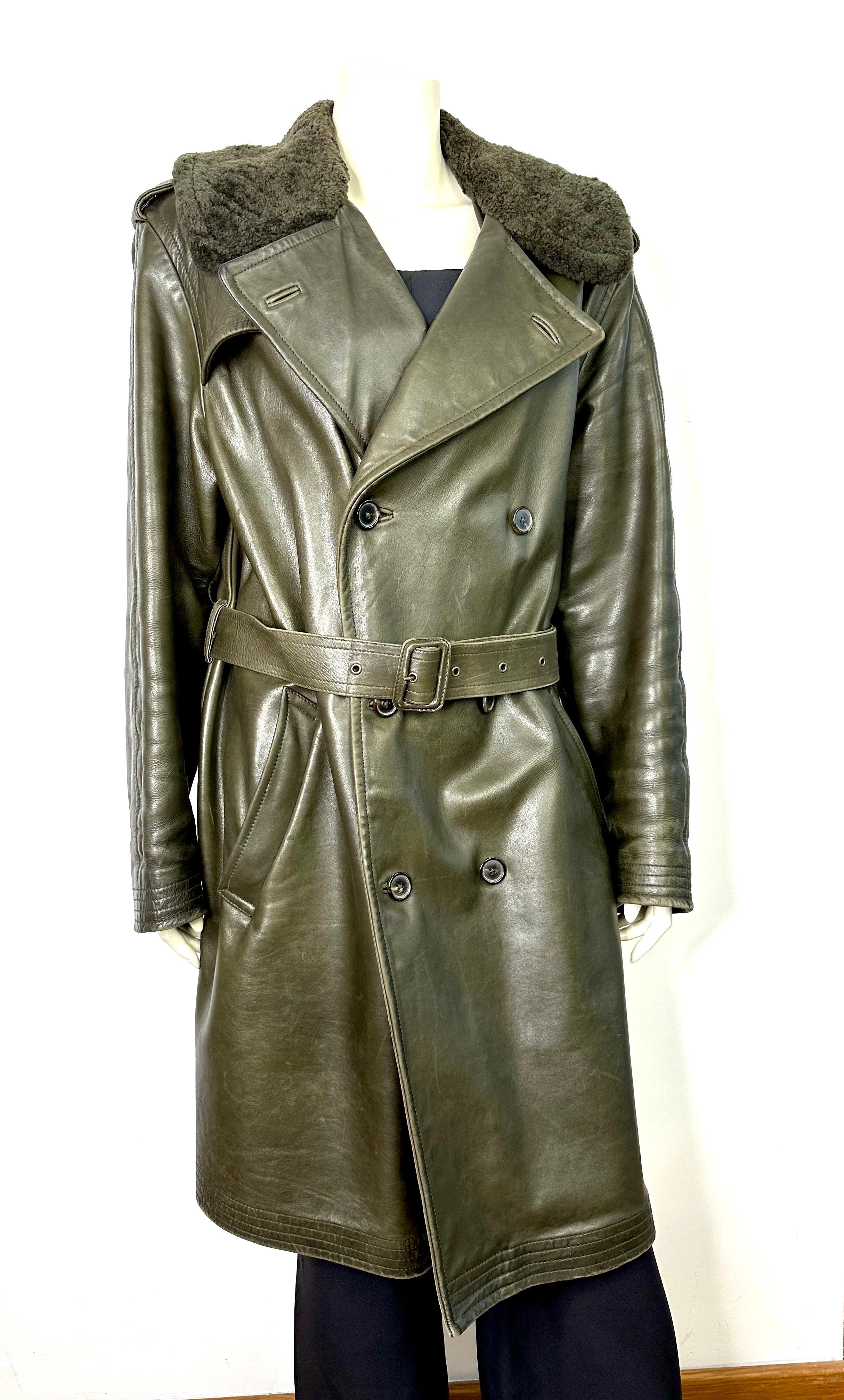 Vintage Ralph Lauren trench coat horsehide leather  For Sale 4