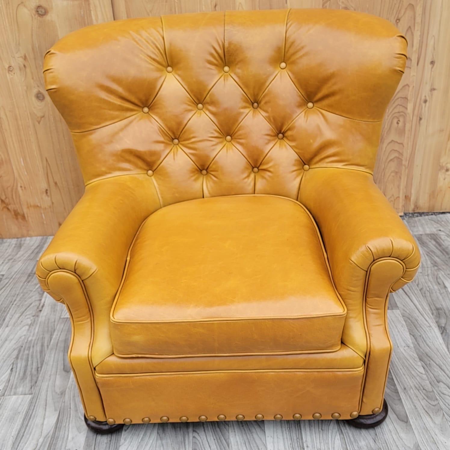 Hand-Crafted Vintage Ralph Lauren Tufted Chesterfield Wingback Lounge Chair & Ottoman