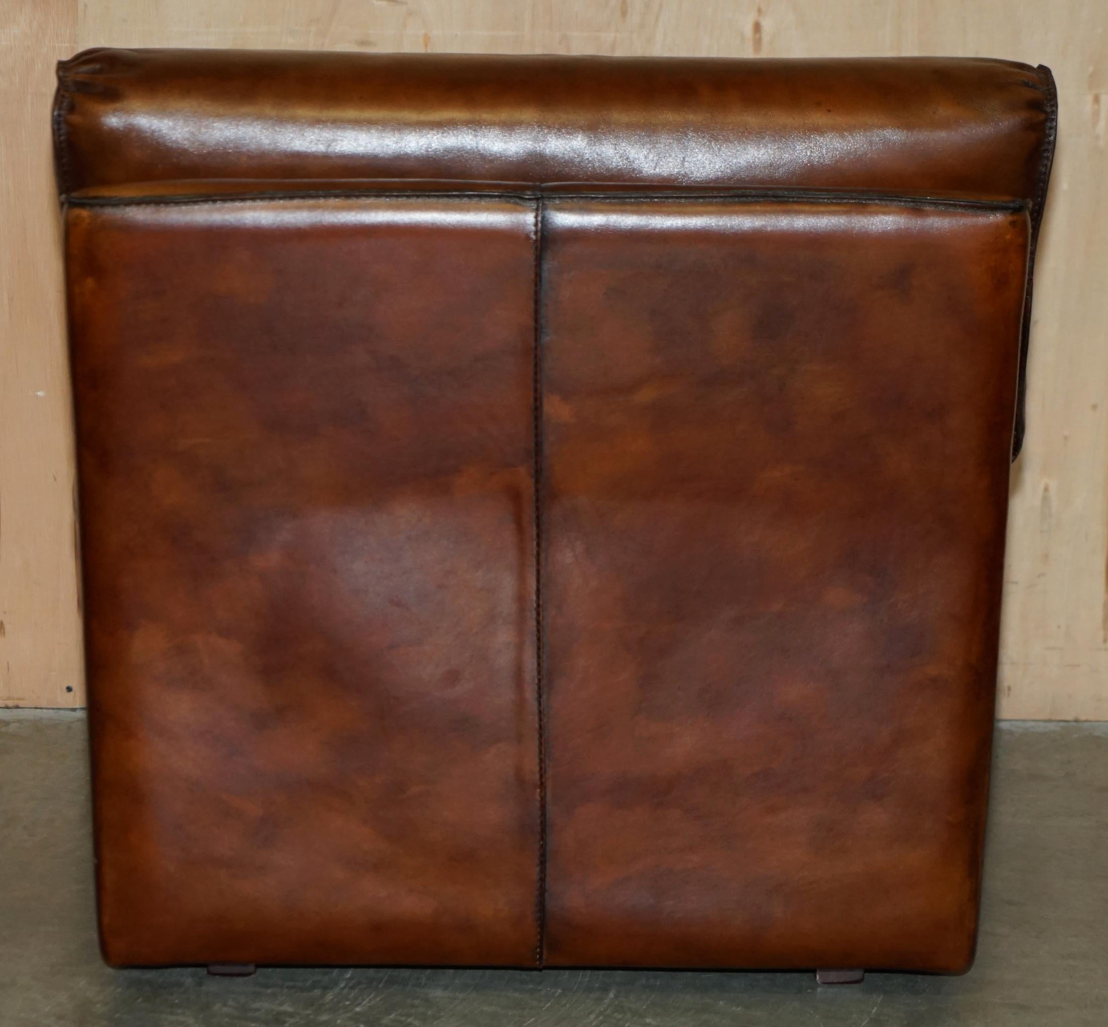 SALLE DE FAUTEUIL RALPH LAUREN USA RESTAURÉE, TEINTE A LA MAIN, CUIR BRUN SOFA en vente 1
