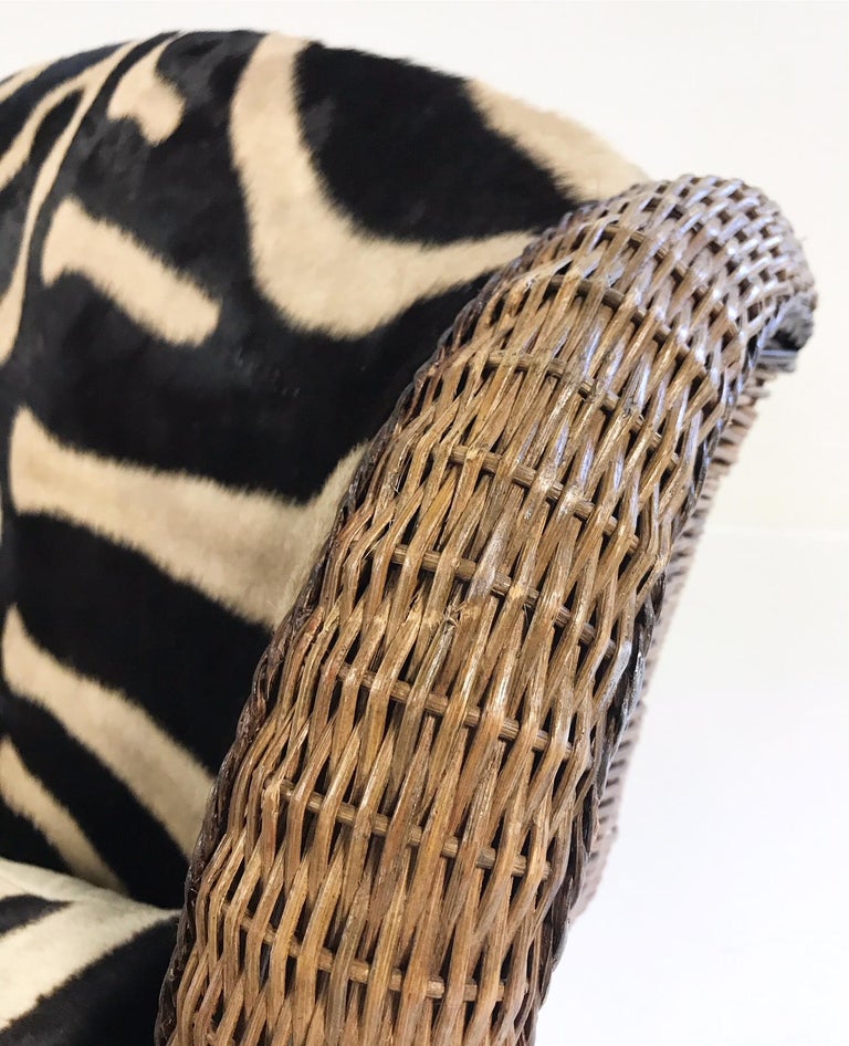 Vintage Ralph Lauren Wicker Wingback Chairs Restored in Zebra Hide ...