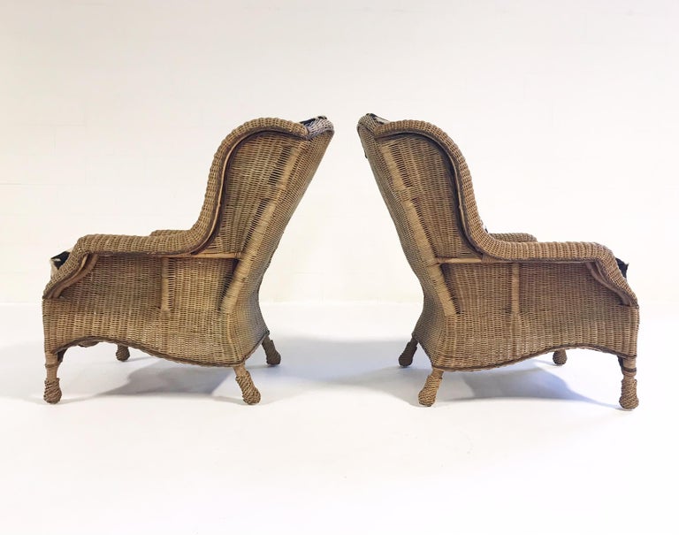 Vintage Ralph Lauren Wicker Wingback Chairs Restored in Zebra Hide ...