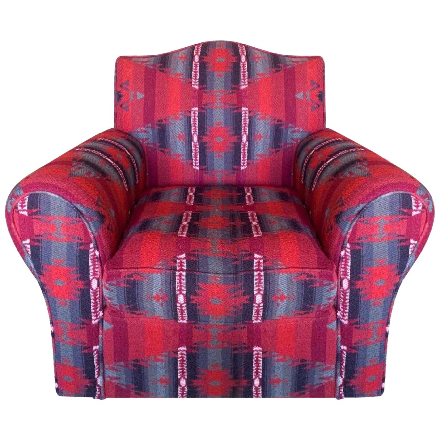 Ralph Lauren Wool & Cashmere Ganado Navajo Deep Red Armchair Lounge Chair