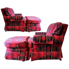 Vintage Ralph Lauren Wool & Cashmere Ganado Navajo Deep Red Armchair & Ottoman