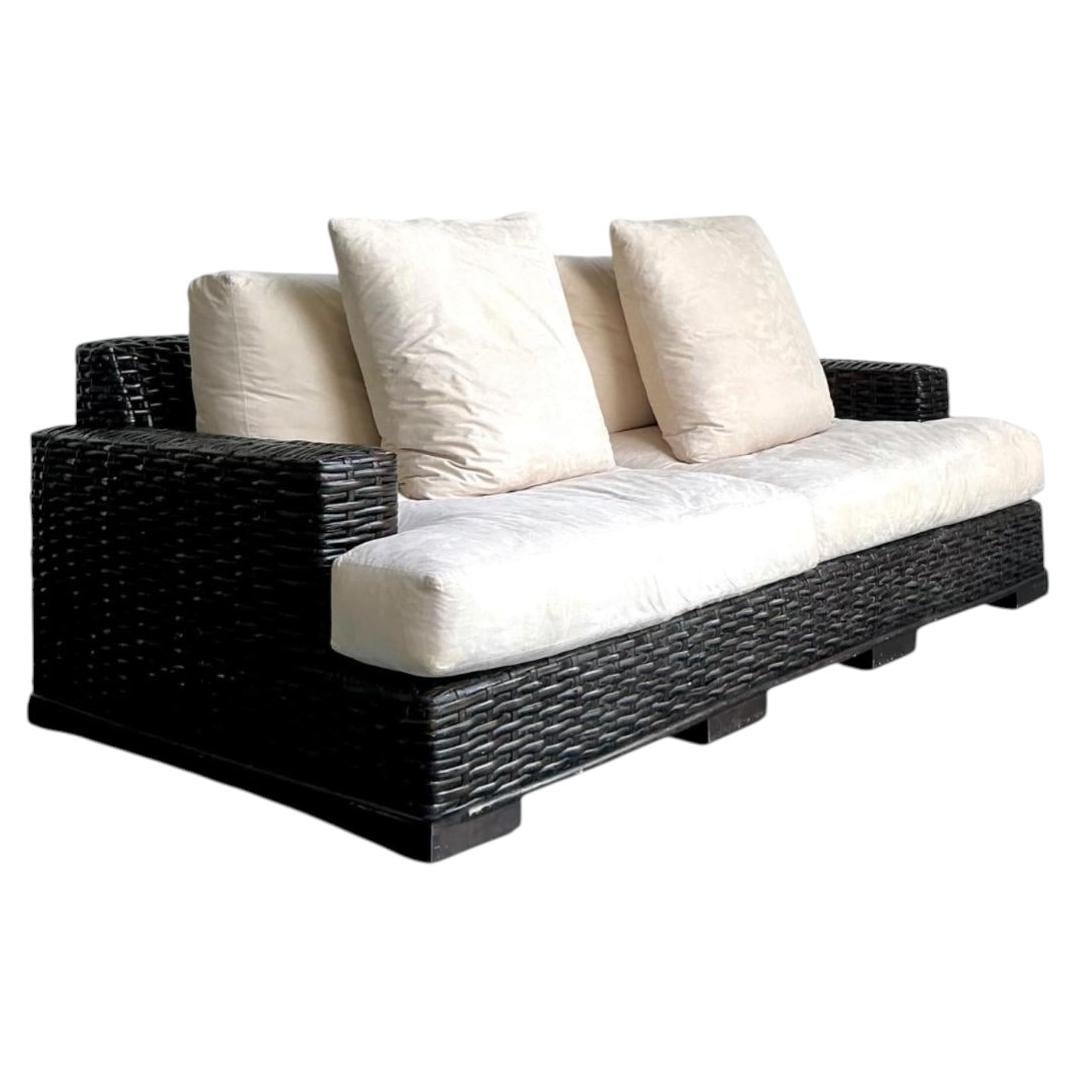 Vintage Ralph Lauren Woven Rattan Three-Seat Sofa