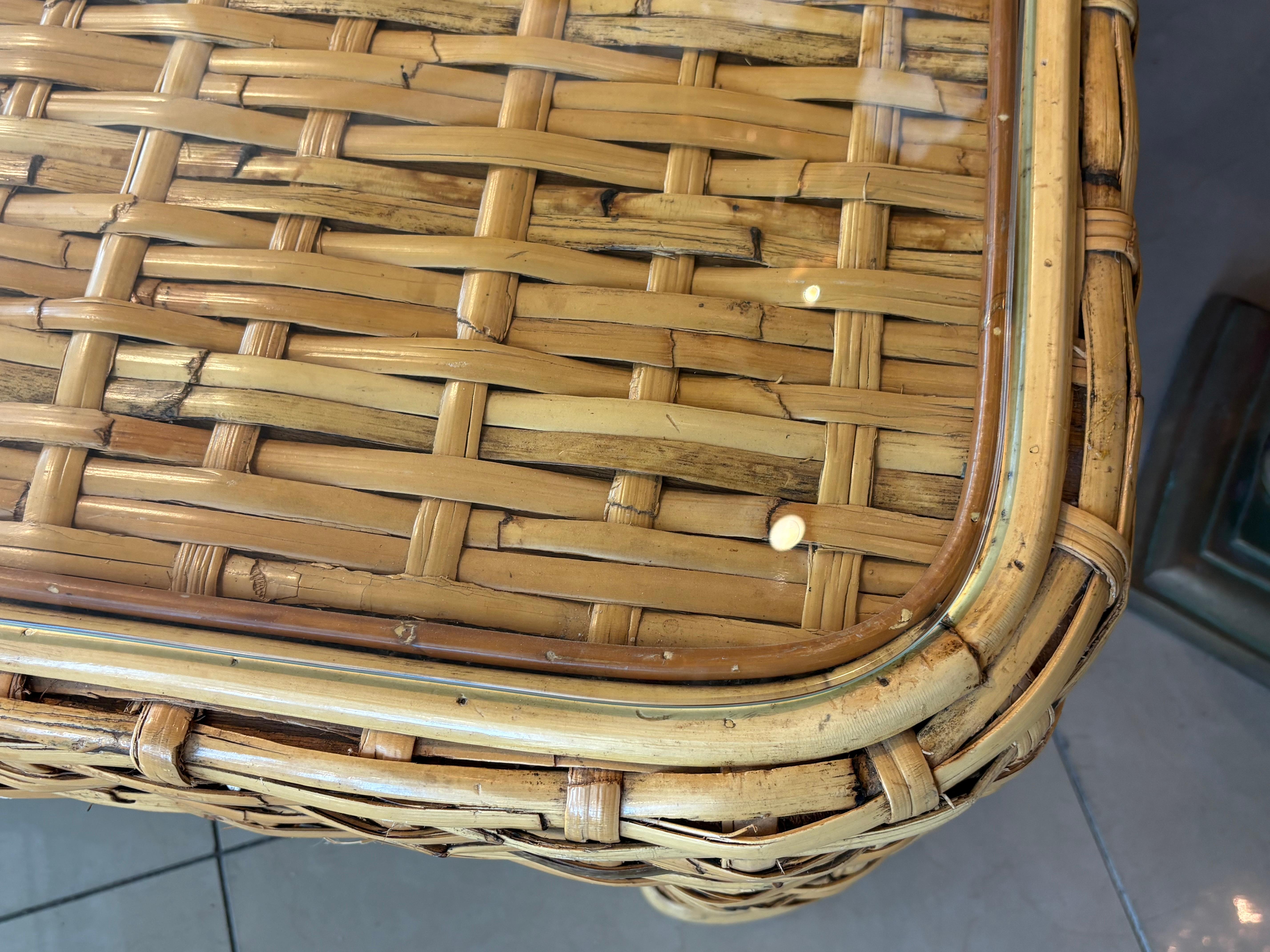 Vintage Ralph Lauren Geflochtene Rattan Weide Bambus Kaffee Cocktail Tisch Coastal im Angebot 2