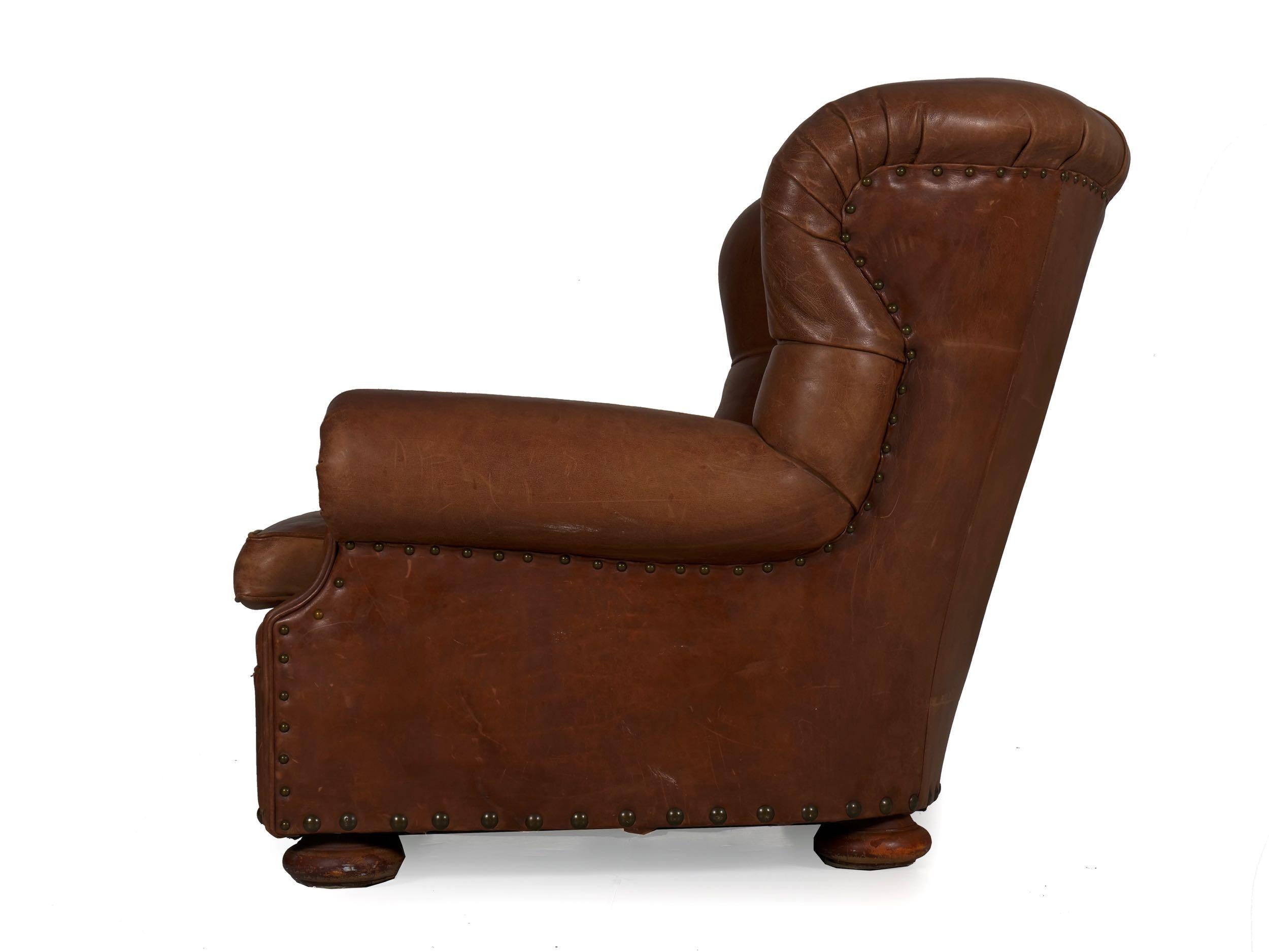 Vintage Ralph Lauren “Writer’s” Leather Wingback Armchair In Good Condition In Shippensburg, PA