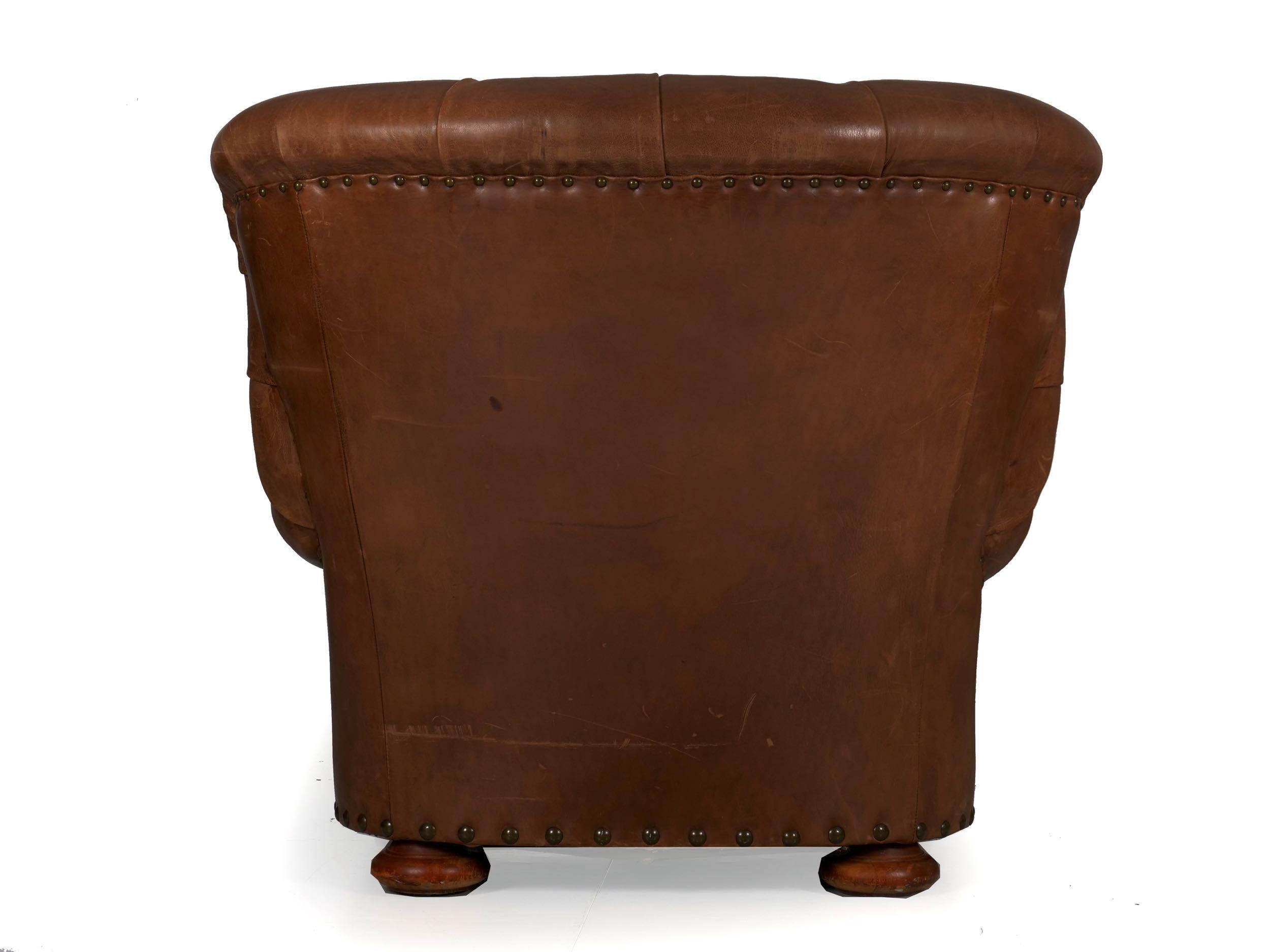 20th Century Vintage Ralph Lauren “Writer’s” Leather Wingback Armchair
