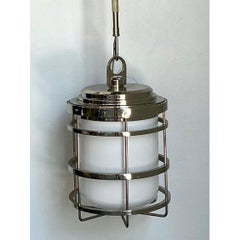 Vintage Ralph Lauren XL “Crosby” Polished Nickle And Glass Pendant