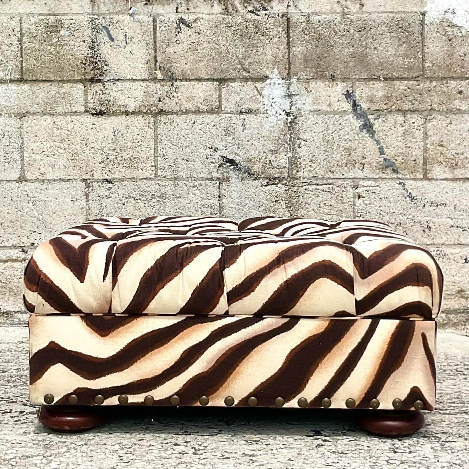 zebra print pouffe