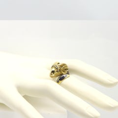 Vintage Ram Enamel Ring 18 Karat Yellow Gold Ram