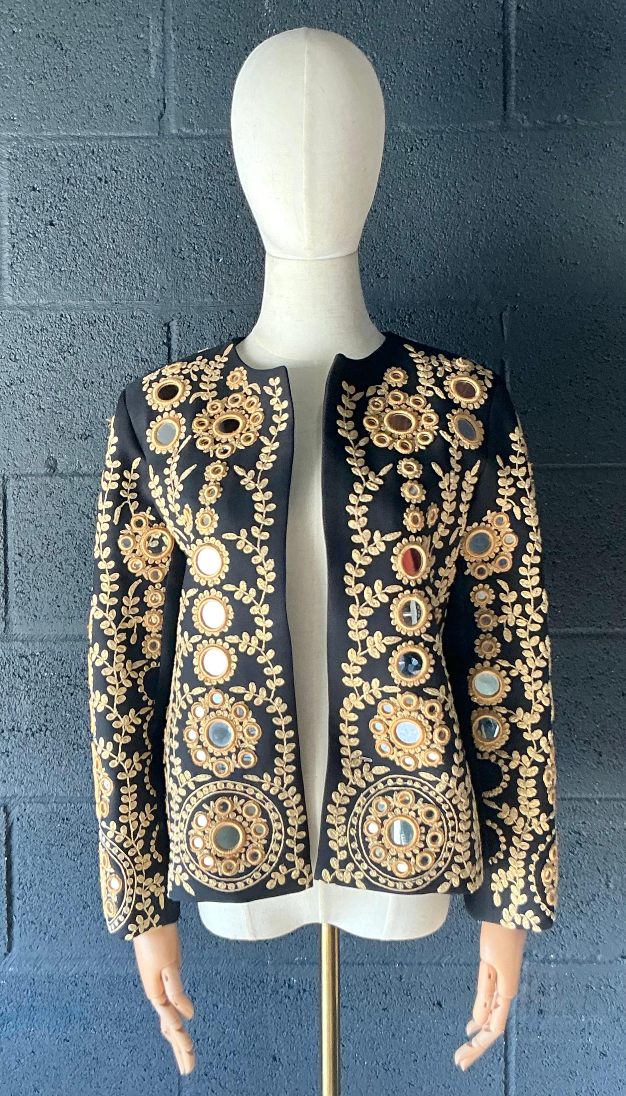 Vintage Ramon Filip Schwarz verspiegelte Jacke (Beige) im Angebot