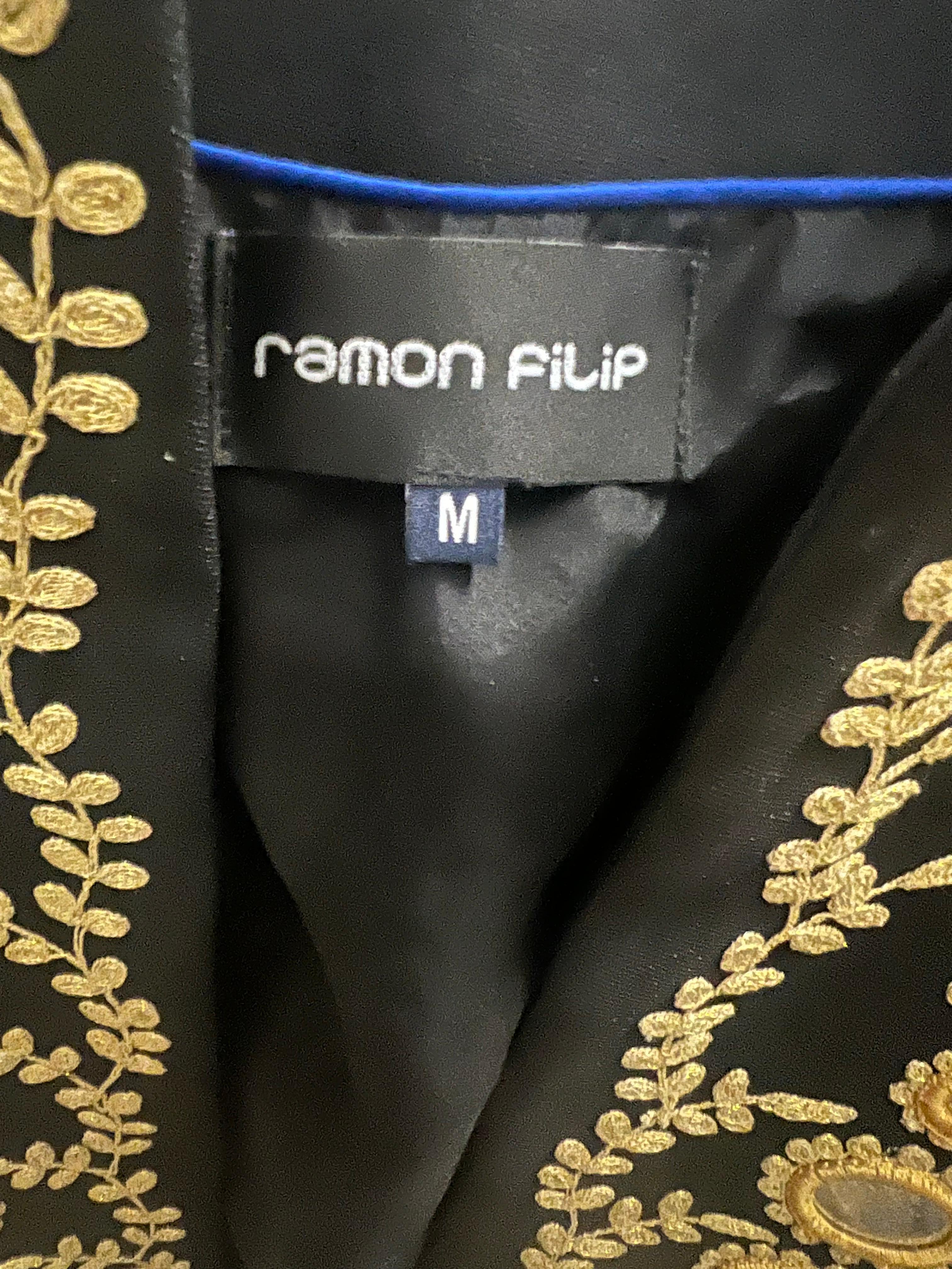 Vintage Ramon Filip Schwarz verspiegelte Jacke im Angebot 3