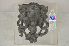 Vintage Rams Head Neoclassical Style Garden Water Fountain Sculpture