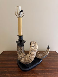 Vintage Ram's Horn Tischlampe - Rustikale Englische Landhausstil Beleuchtung