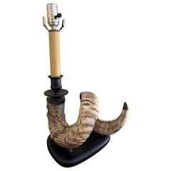 Vintage Ram's Horn Tischlampe - Rustikale Englische Landhausstil Beleuchtung