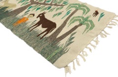 Vintage Ramses Wissa Wassef Egyptian Wool Tapestry with Tropical Folk Art Style