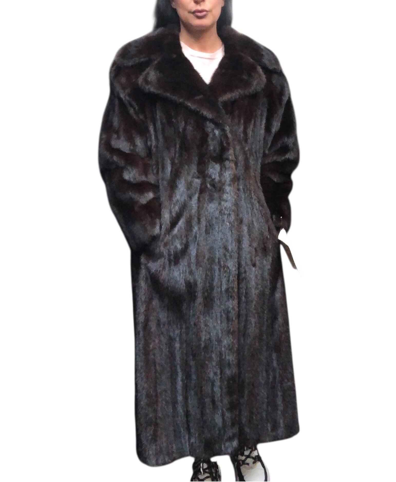 Vintage ranch notch collar mink fur coat 10/M ~no duties