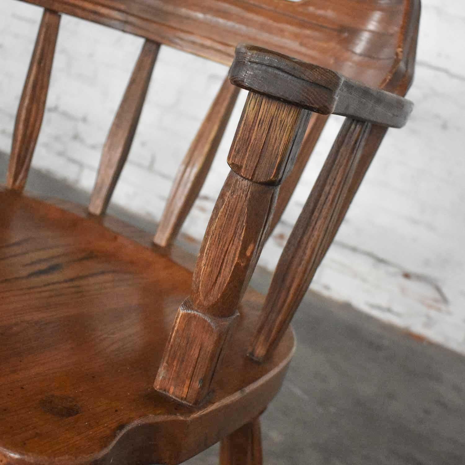 Vintage Ranch Oak Captains Armchairs by A. Brandt Acorn Brown Finish a Pair 5