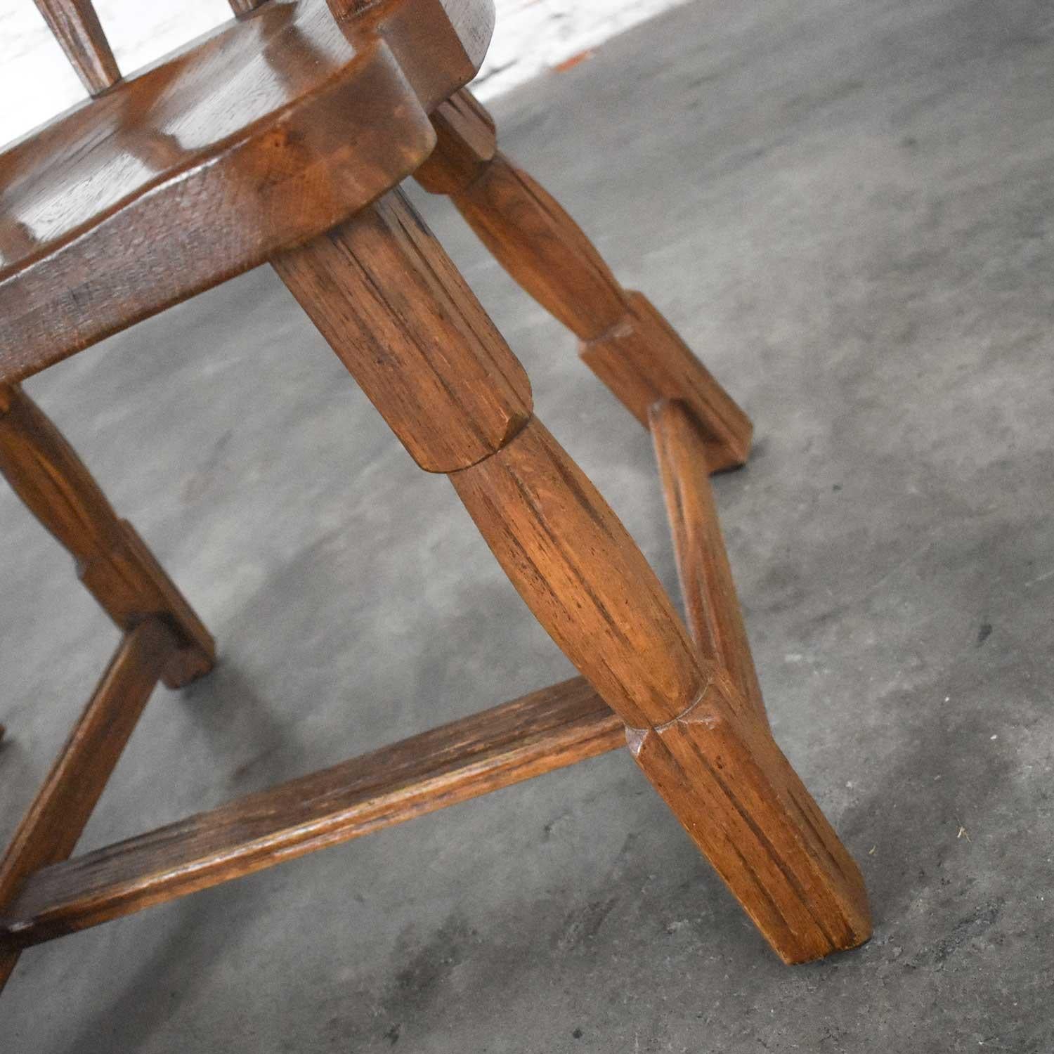 Vintage Ranch Oak Captains Armchairs by A. Brandt Acorn Brown Finish a Pair For Sale 7