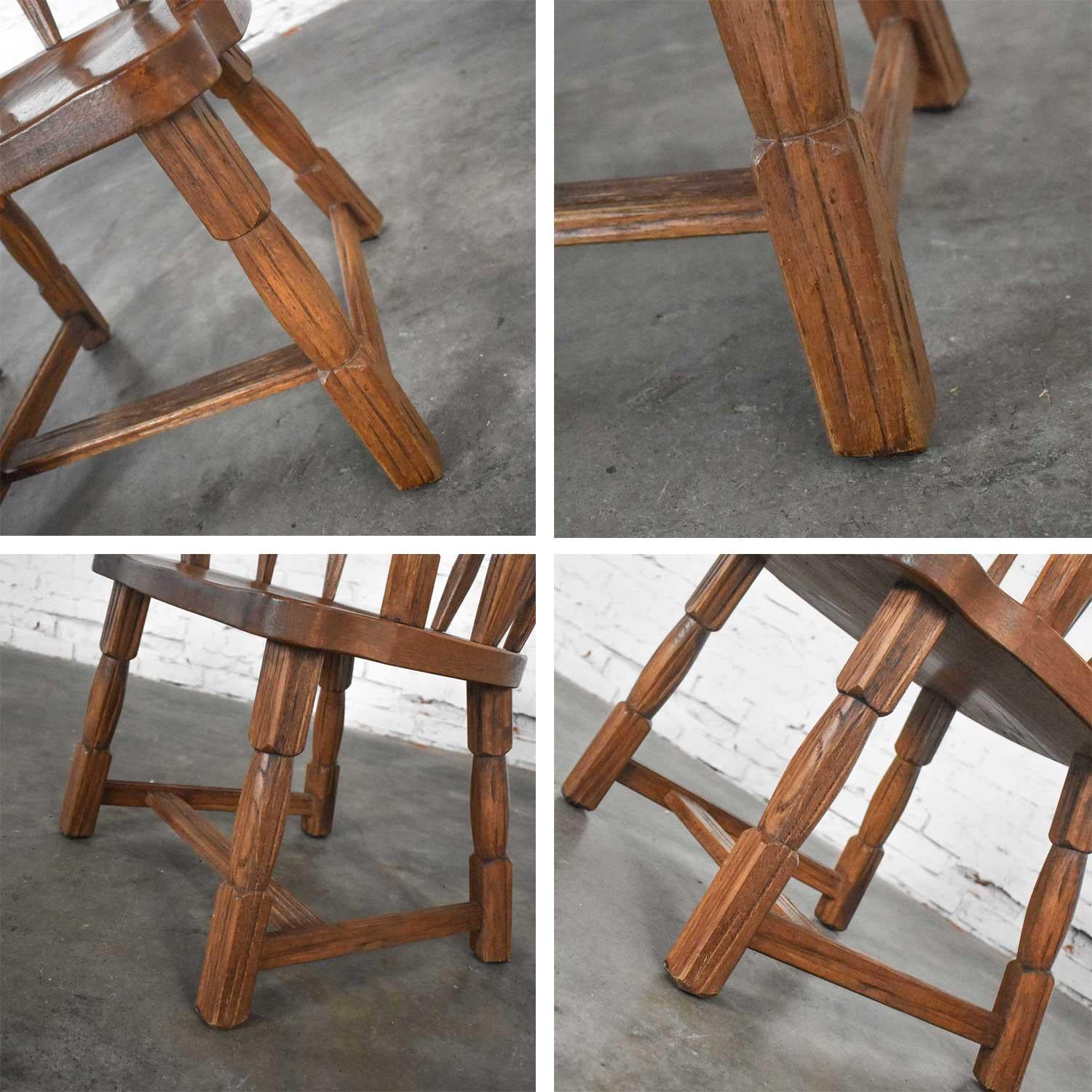 Vintage Ranch Oak Captains Armchairs by A. Brandt Acorn Brown Finish a Pair 9