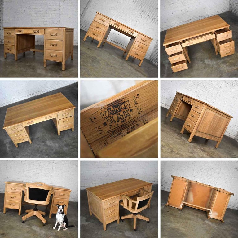 Vintage Ranch Oak Desk with Honey Oak Finish by A. Brandt Company at