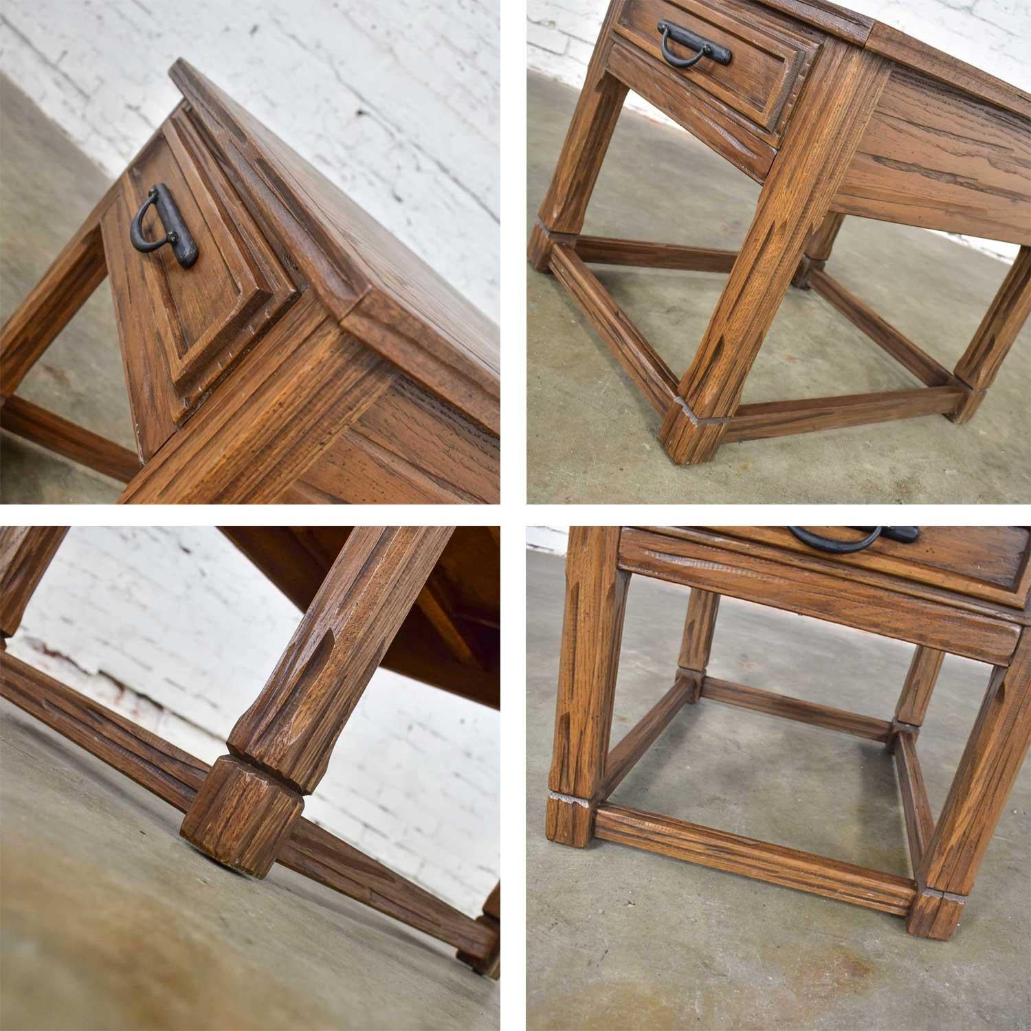 Vintage Ranch Oak Drawered End Table Acorn Brown Finish by A. Brandt 8