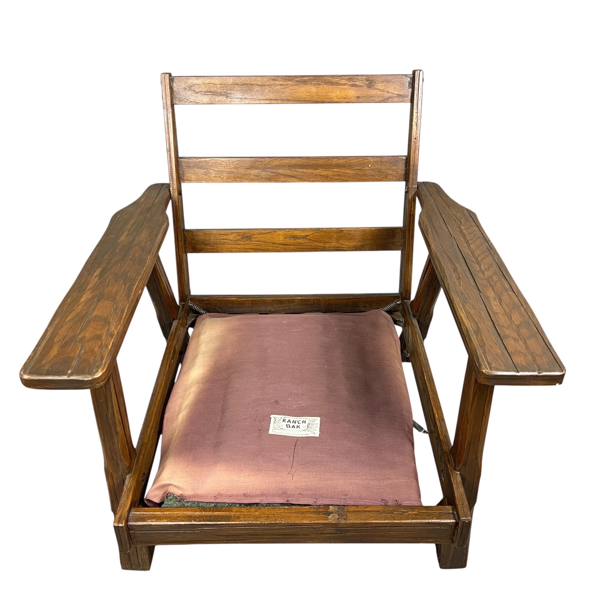 Vintage Ranch Oak Lounge Chairs - A Pair For Sale 4