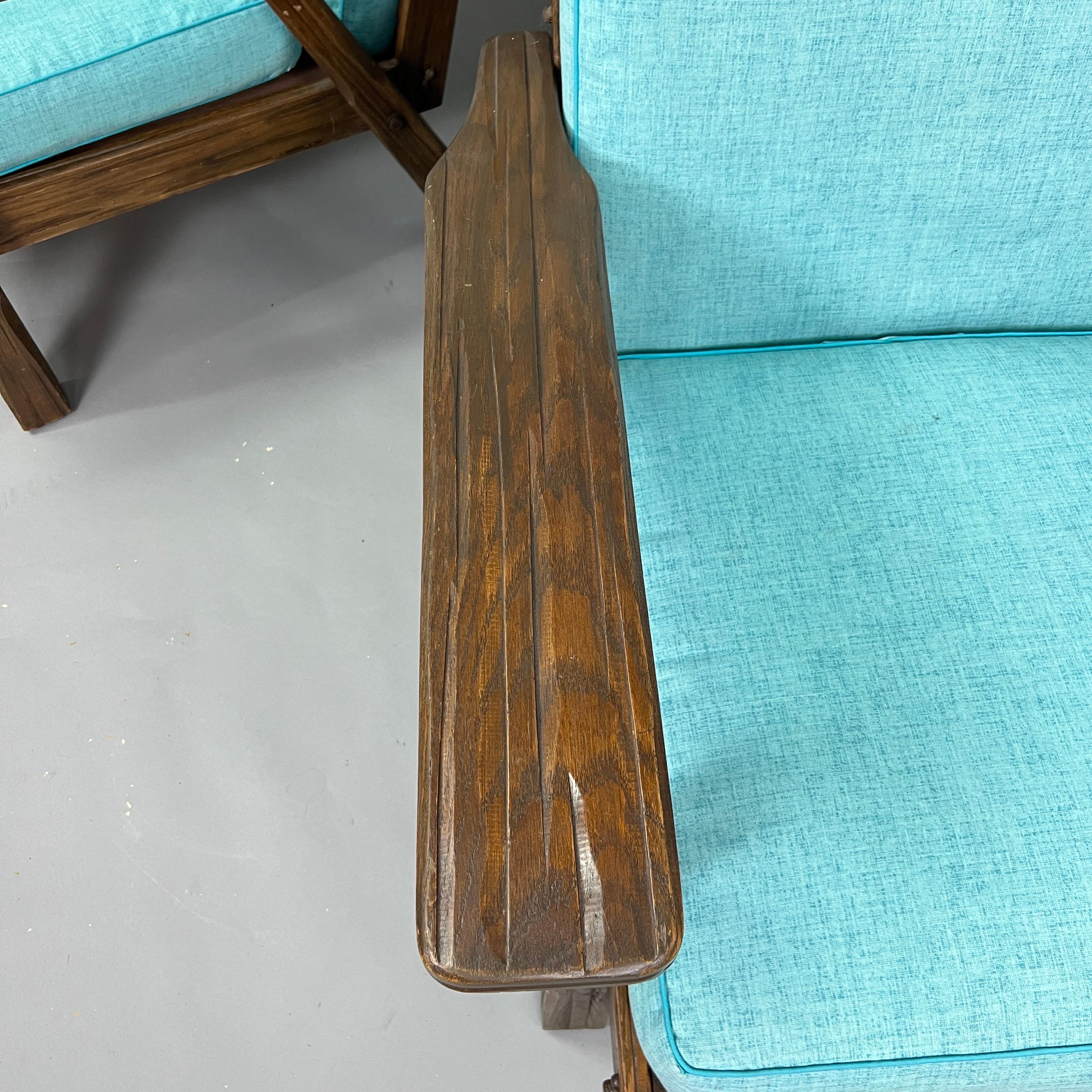 Vintage Ranch Oak Lounge Chairs - A Pair For Sale 6