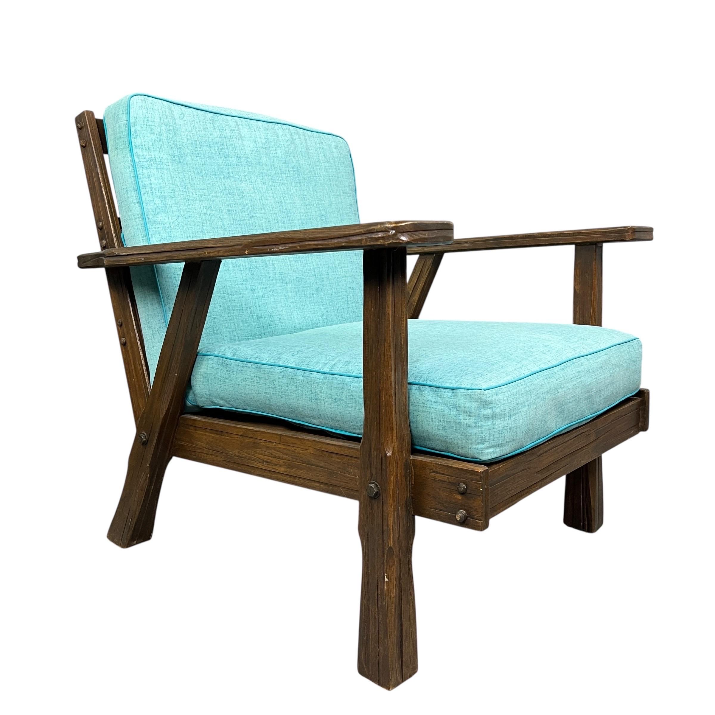 Mid-Century Modern Vintage Ranch Oak Lounge Chairs - A Pair For Sale