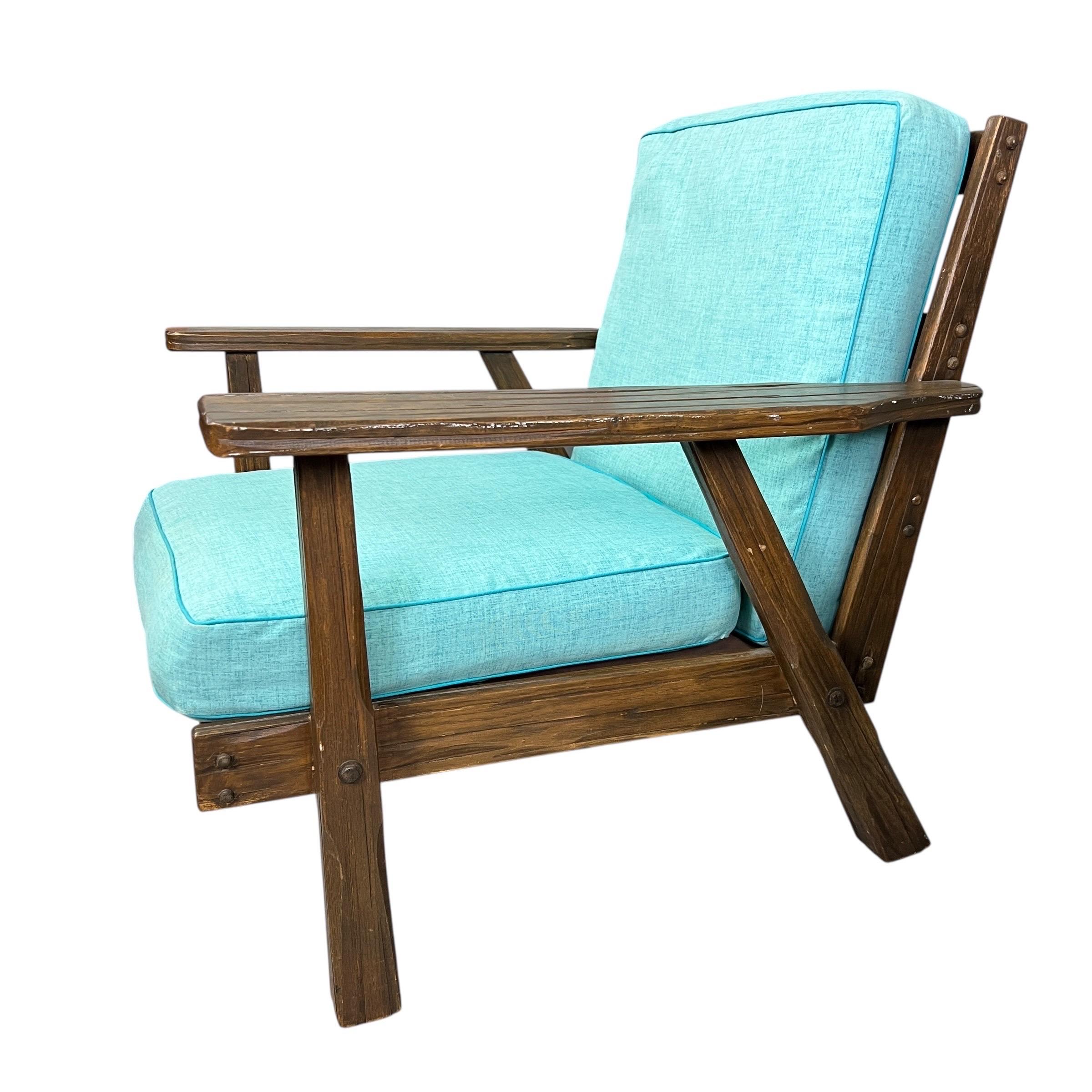 American Vintage Ranch Oak Lounge Chairs - A Pair For Sale
