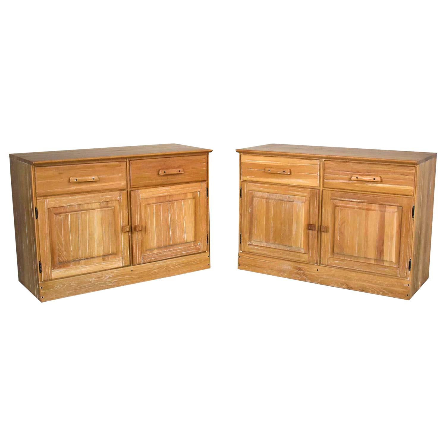 Vintage Ranch Oak Pair of Small Credenzas or Buffet Cabinets, A. Brandt Company For Sale