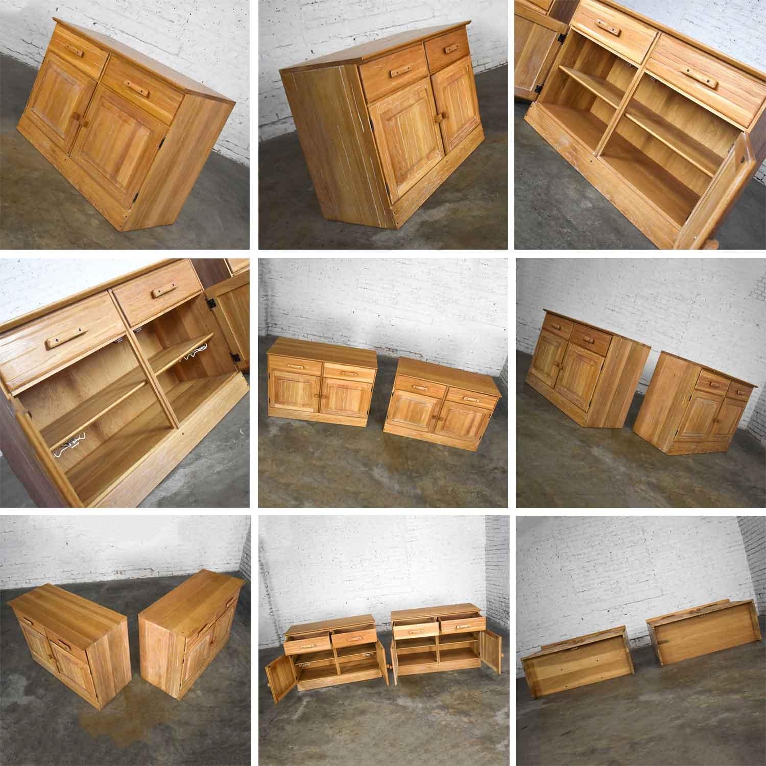 Vintage Ranch Oak Pair of Small Credenzas or Buffet Cabinets, A. Brandt Company For Sale 7