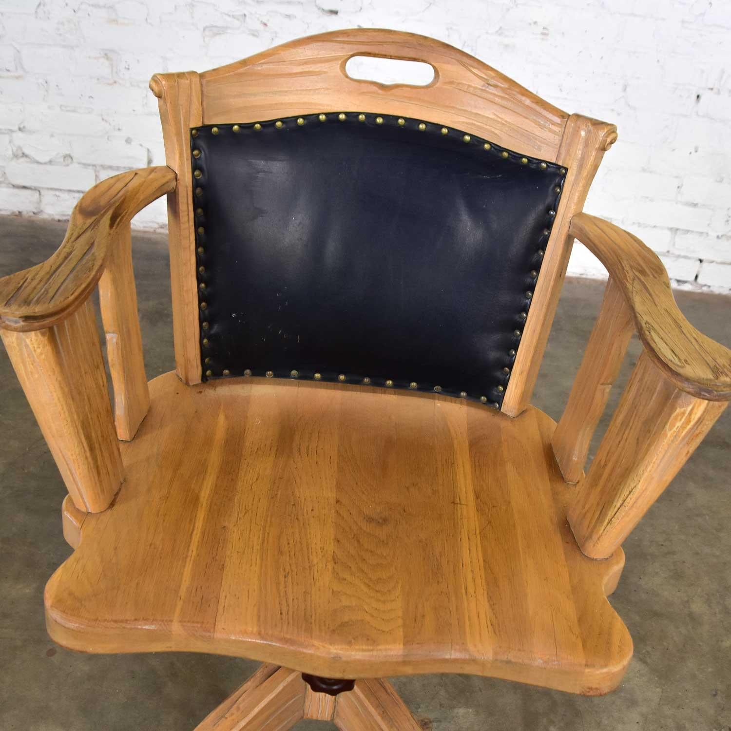 Vintage Ranch Oak Rolling Desk Chair with Leather Back by A. Brandt Company 6