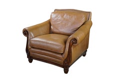 Vintage Rapallo Oversized Leather Club Lounge Reading Library Armchair 45"