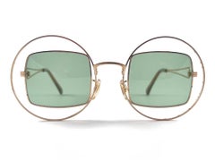 Vintage Rare 1970's Tura  Double Rim Green Lenses Sunglasses Made in Japan