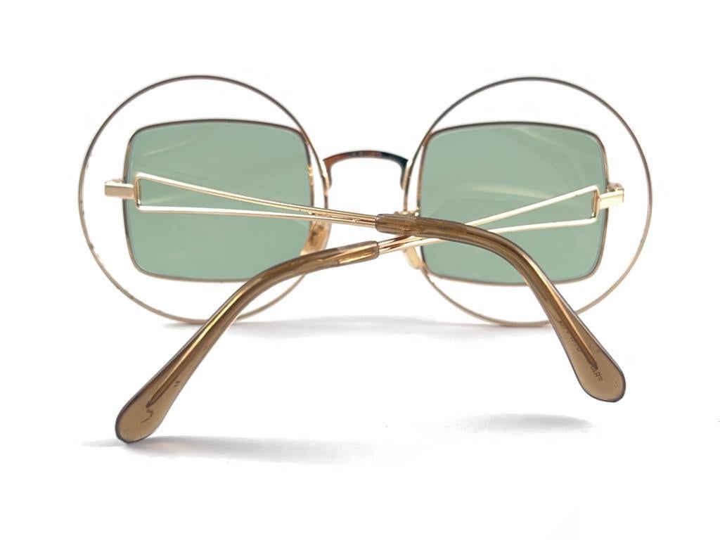 Vintage Rare 1970's Tura  Double Rim Green Lenses Sunglasses Made in Japan For Sale 2