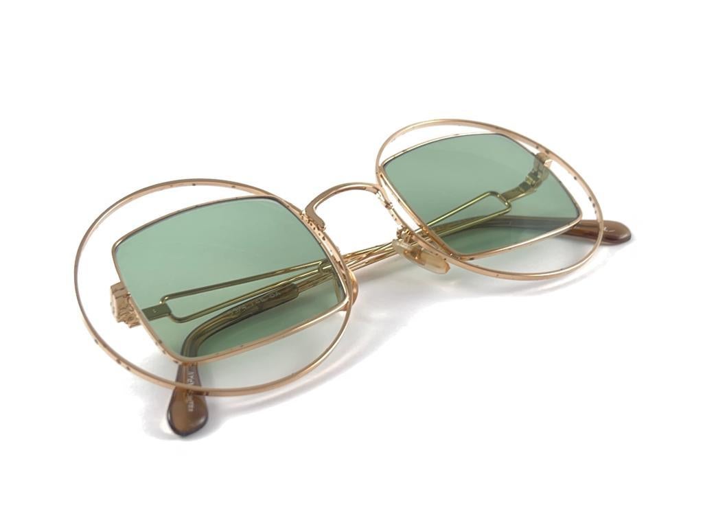 Vintage Rare 1970's Tura  Double Rim Green Lenses Sunglasses Made in Japan For Sale 3