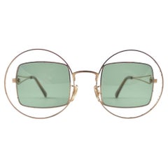 Tura vintage rare des années 1970  Lunettes de soleil à double monture vertes fabriquées au Japon