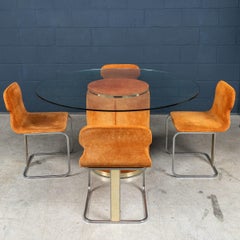 Vintage Rare 20thC Italian Dining Set In Orange Suede By Willy Rizzo c.1970